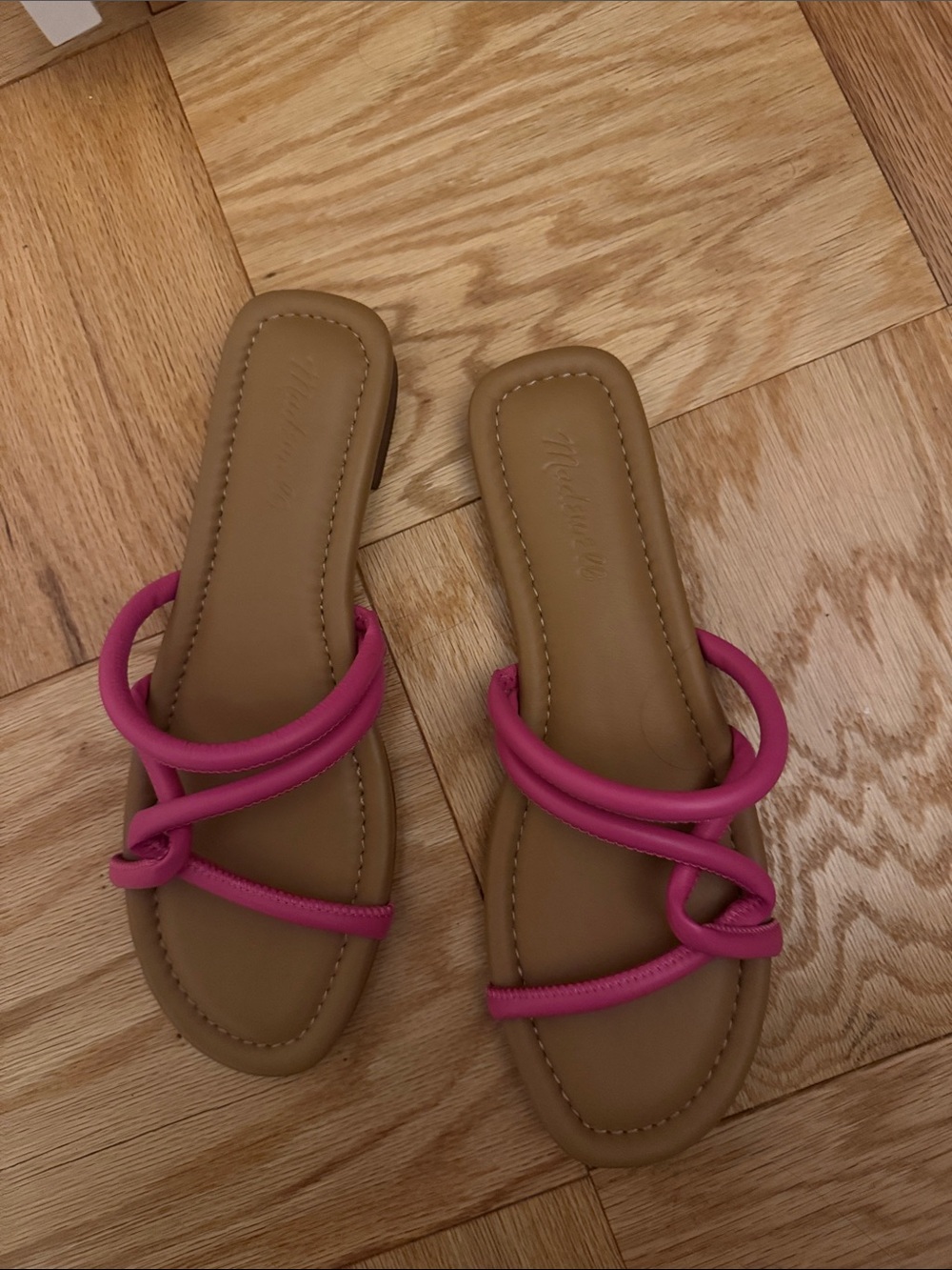 Madewell Hot Pink Knotted Strappy Slide Sandals